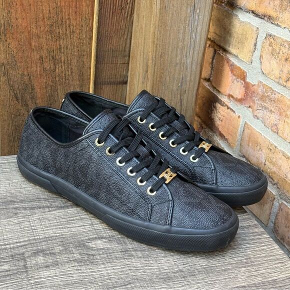Michael Kors Boerum Sneakers Black MK Monogram Lasered Signature size 11 - Picture 2 of 16